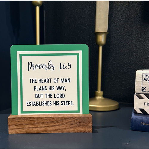 Walnut Stand with Anchored in the Word Verse Card